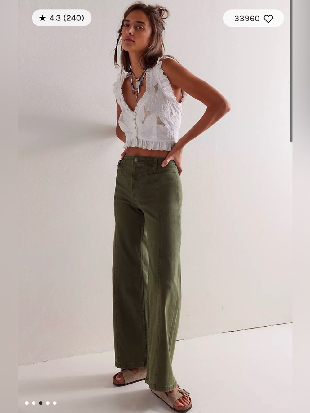 Free People We The Free Libre Wide-Leg Jeans Thyme NWT $98 Size 33